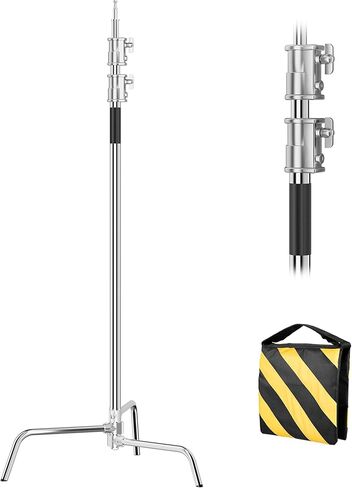 C Stand, Photography Light Stand - Heavy Duty C-Stand with 10.8ft Stainless Steel Pole, 45 lbs Load Capacity for Studio Softbox, Monolight, Reflector in Kuwait