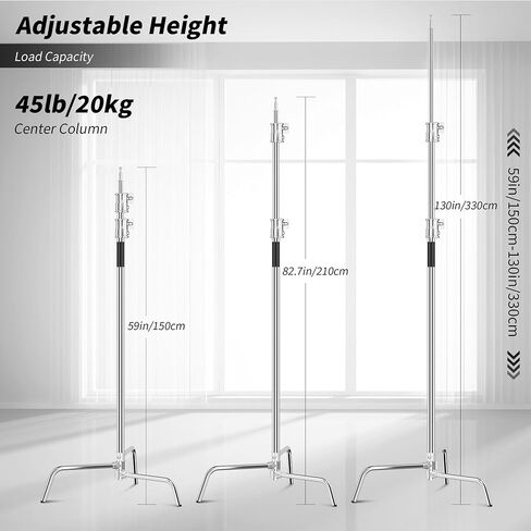 C Stand, Photography Light Stand - Heavy Duty C-Stand with 10.8ft Stainless Steel Pole, 45 lbs Load Capacity for Studio Softbox, Monolight, Reflector in Kuwait