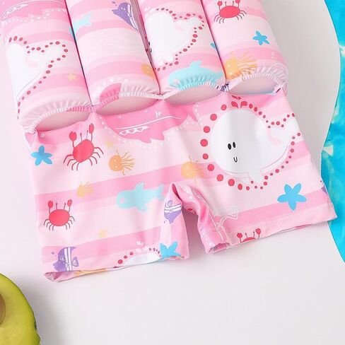 IDOPIP Kids Baby Boys Girls Float Suit Printed Floatation Swimsuit with Adjustable Buoyancy Floating Swimwear Toddler One Piece Bathing Suit Long Sleeve Swimming Beachwear with Cap Pink 2-3 Years in Kuwait
