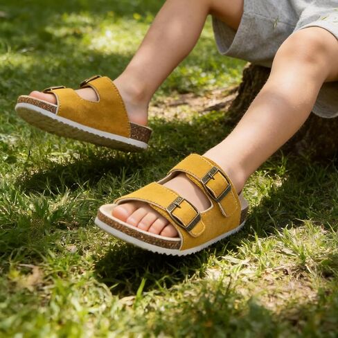 Boys Girls Cork Footbed Sandals Comfy Summer Slides with Adjustable Straps for Indoor Outdoor in Saudi Arabia