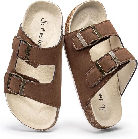 Boys Girls Cork Footbed Sandals Comfy Summer Slides with Adjustable Straps for Indoor Outdoor in Saudi Arabia