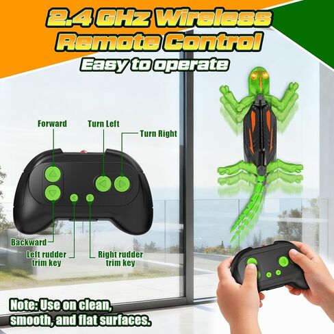 RC Wall Climbing Gecko with Glow-in-The-Dark, Remote Control Gecko Toy for Kids, Floor & Wall Crawling, Glowing Eyes, 360° Rotating, Upgrade Low Noise, Christmas Birthday Gifts for Boys & Girls in Kuwait