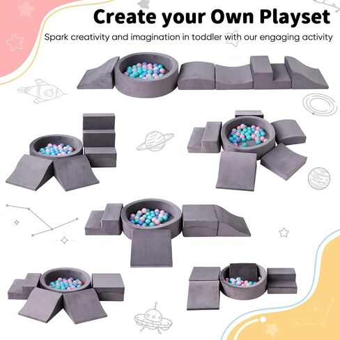 Toddler Climbing Toys Indoor for 1-3, Baby Foam Climbing Blocks with Ball Pit, Climbing Toys for Toddlers 1 Year Old, Baby Soft Play Set Modular Crawling Sliding Play Activity (Balls Not Included) in Kuwait