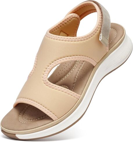 Ecetana Womens Comfortable Walking Sandals Arch Support Summer Sport Shoes | Adjustable hook-loop strap - soft orthopedic cushioned footbed - non-slip sole for long walks, travel, casual outdoor wear in Saudi Arabia