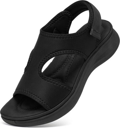 Ecetana Womens Comfortable Walking Sandals Arch Support Summer Sport Shoes | Adjustable hook-loop strap - soft orthopedic cushioned footbed - non-slip sole for long walks, travel, casual outdoor wear in Saudi Arabia