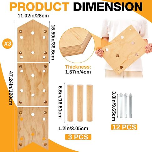 تسلق Pegboard 12''x48'' لوح تسلق الصخور مع أوتاد وتد 23 فتحة سلم مثبت على الحائط للياقة البدنية والتدريب المتقاطع لتسلق الصخور هدية، هدية عيد الميلاد للمتسلق in Kuwait
