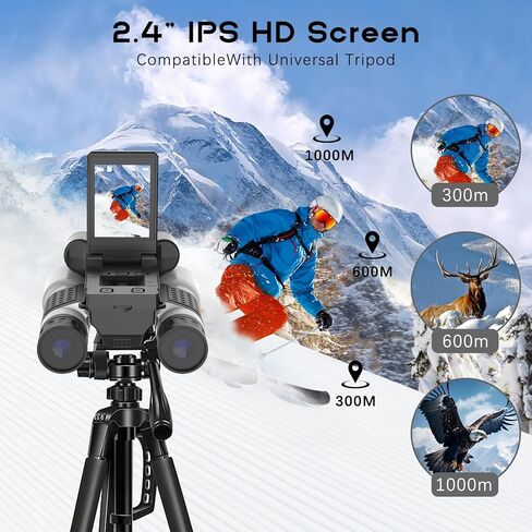 Night Vision Binoculars with 2.4" IPS Screen, 12X Zoom Digital Binoculars with Camera, Includes 32GB Memory Card, Infrared Low Light Binoculars for Bird Watching, Hiking, Travel in Kuwait