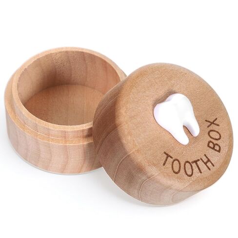 Tooth Fairy Holder, Wooden Teeth Keepsake Box, Cute Tooth Storage Container 3D Teeth for Boy or Girl in Kuwait