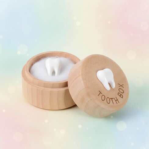 Tooth Fairy Holder, Wooden Teeth Keepsake Box, Cute Tooth Storage Container 3D Teeth for Boy or Girl in Kuwait