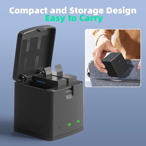 2 Packs Batteries 2100mAh Compatible with GoPro Hero 13 Black Camera with 3 Slot Battery Charging Station (Charger & 2 Batteries) in Kuwait