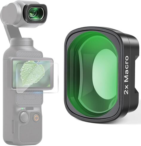 عدسة ماكرو 2X متوافقة مع DJI Osmo Pocket 3 وPocket 4 فقط، 3 عناصر 3 مجموعات زجاج بصري عالي الدقة، مرفق عدسة مغناطيسية قريبة للتصوير الفوتوغرافي الماكرو، تصميم خفيف الوزن in Kuwait