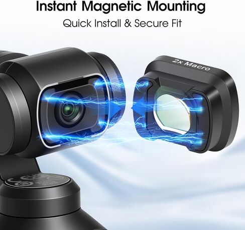 عدسة ماكرو 2X متوافقة مع DJI Osmo Pocket 3 وPocket 4 فقط، 3 عناصر 3 مجموعات زجاج بصري عالي الدقة، مرفق عدسة مغناطيسية قريبة للتصوير الفوتوغرافي الماكرو، تصميم خفيف الوزن in Kuwait
