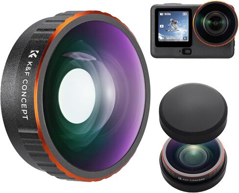 برغي K&F CONCEPT على عدسة واسعة الزاوية متوافقة مع DJI Osmo Action 6 فقط، 185 درجة FOV Boost متعددة الطبقات HD ملحقات كاميرا الحركة الزجاجية البصرية عدسة منظور أوسع مع غطاء سيليكون in Kuwait