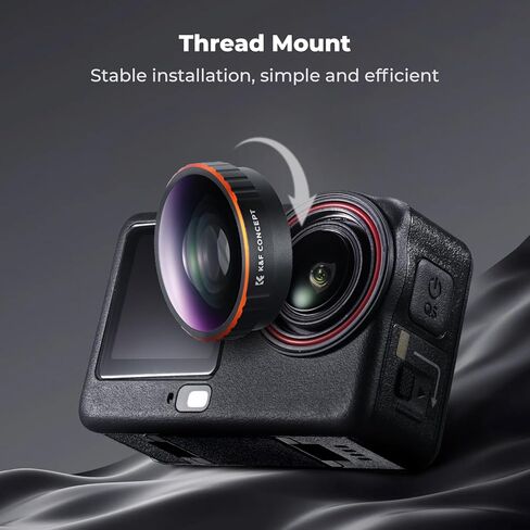 برغي K&F CONCEPT على عدسة واسعة الزاوية متوافقة مع DJI Osmo Action 6 فقط، 185 درجة FOV Boost متعددة الطبقات HD ملحقات كاميرا الحركة الزجاجية البصرية عدسة منظور أوسع مع غطاء سيليكون in Kuwait