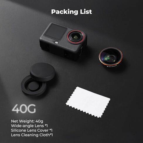 برغي K&F CONCEPT على عدسة واسعة الزاوية متوافقة مع DJI Osmo Action 6 فقط، 185 درجة FOV Boost متعددة الطبقات HD ملحقات كاميرا الحركة الزجاجية البصرية عدسة منظور أوسع مع غطاء سيليكون in Kuwait