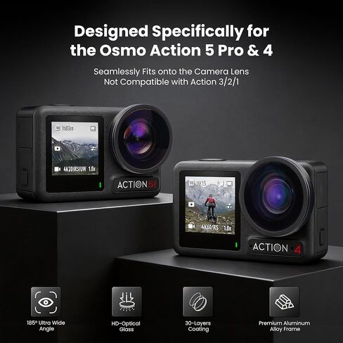 عدسة Walking Way Osmo Action FOV Boost لملحقات DJI Osmo Action 5 Pro/4، عدسة زاوية واسعة 185 درجة مع ملحق ملولب، زجاج بصري عالي الدقة متعدد الطبقات، مع حقيبة تخزين in Kuwait