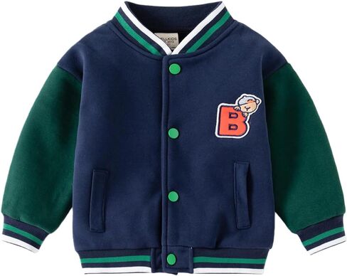 Meufam Toddler Baby Boys Vintage Outwear Baseball Jacket Coat Long Sleeve Varsity Jacket Fall Winter Button Down Bomber in Kuwait
