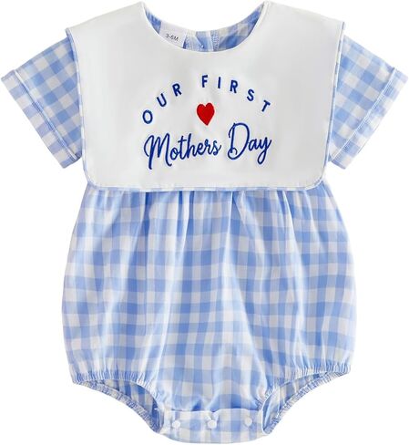My First 4th of July Baby Boy Girl Outfit Smocked Bubble Romper Fourth of July Onesie Infant Newborn Clothes in Kuwait