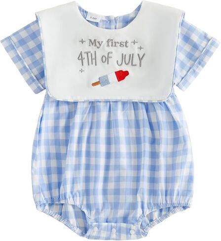 My First 4th of July Baby Boy Girl Outfit Smocked Bubble Romper Fourth of July Infant Newborn Clothes in Saudi Arabia