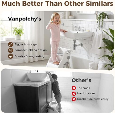 Toddler Step Stool for Bathroom Sink – Foldable Toddler Step Stool for Toilet Sink, 100lbs Load Bearing Kids Stool for Bathroom with Non-Slip Design - Potty Training Stool for Ages 2+ (Grey) in Saudi Arabia