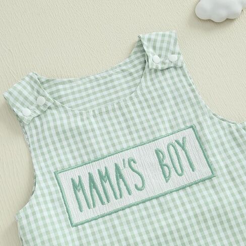 ملابس KMBANGI Mama's Boy Baby Boy بدون أكمام رومبير سموكيد للأولاد رومبير عام قصير ملابس عيد الأم للأطفال الرضع 0-18 شهرًا in Kuwait