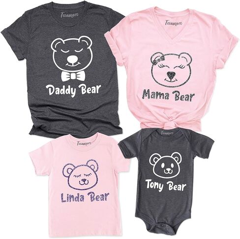 Matching Family Bear Shirts Personalized Papa Mama Baby Bear Tees Funny Outfits in Kuwait