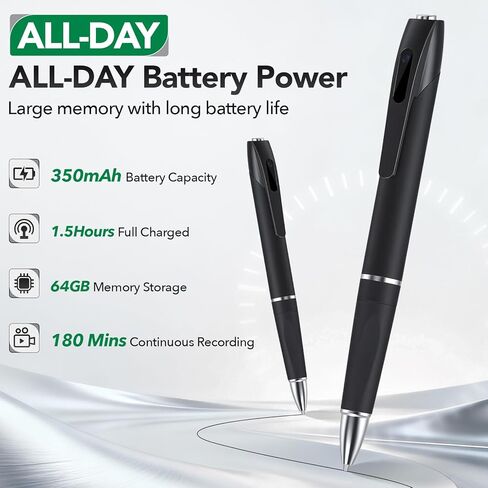 1080P Full HD Hidden Camera Pen, Security Camera for Home & Nanny Use, Long Battery Life, Easy One-Button Operation (2026 Upgrade) in Kuwait