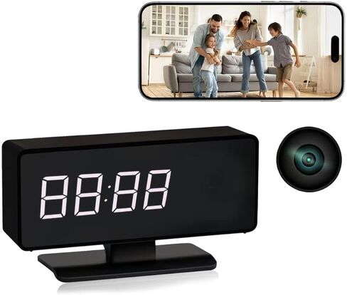 WiFi Hidden Full HD 4k Camera Clock - Nanny Cam with 145° Wide-Angle Lens, Night Vision & Motion Detection, Wireless Indoor Hidden Camera for Home Security Monitoring in Kuwait