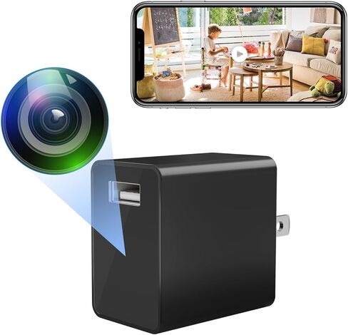 Small Wireless Camera with USB Charger - Full HD 1080P - Mini Security Cam for Indoor Use - Cloud Storage in Kuwait