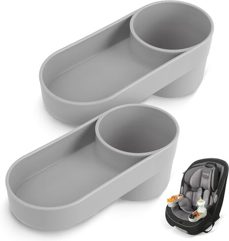 Cup Holder Replacement with Snack Tray for Safety 1st EverFit/Grow and Go Child Car Seat, Travel Tray with Cup Holder, Child Car Seat Accessory, Dishwasher Safe, Great Partner for Parent, Grey in Kuwait