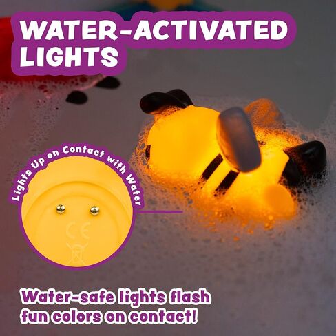 ألعاب الاستحمام المضيئة من Tub Works® Bugs™، 6 عبوات | ألعاب مضيئة تعمل بالماء فلاش وتغيير اللون | ألعاب استحمام سهلة الإمساك للأطفال والبنات الصغار | توهج البق للأطفال | ألعاب حوض الاستحمام الحسية مع أضواء الحمام in Kuwait