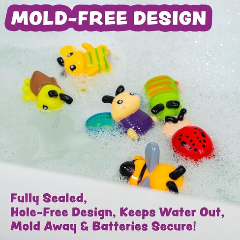 ألعاب الاستحمام المضيئة من Tub Works® Bugs™، 6 عبوات | ألعاب مضيئة تعمل بالماء فلاش وتغيير اللون | ألعاب استحمام سهلة الإمساك للأطفال والبنات الصغار | توهج البق للأطفال | ألعاب حوض الاستحمام الحسية مع أضواء الحمام in Kuwait