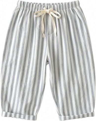 Toddler Baby Linen Pants Boy Spring Clothes Striped Toddler Pants Stretchy Drawstring Elastic Waisted Trousers 3M-5T in Saudi Arabia