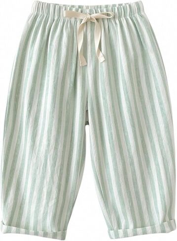 Toddler Baby Linen Pants Boy Spring Clothes Striped Toddler Pants Stretchy Drawstring Elastic Waisted Trousers 3M-5T in Saudi Arabia