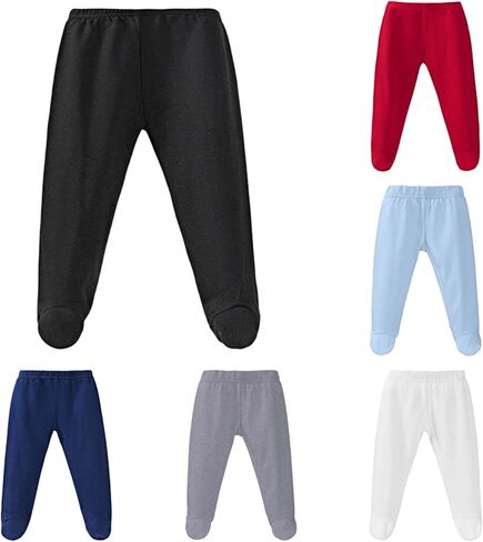 Baby Footed Pants Elastic Waisted Cotton Newborn Pants Comfort Soft Breathable Solid Toddler Leggings in Kuwait