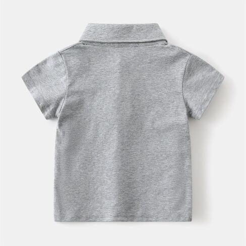 Irsutey Toddler Boys' Short-Sleeve Polo Shirt, Embroidered Bear Chest Detail, Casual Pique Knit Collared Tee for Summer Wear in Saudi Arabia