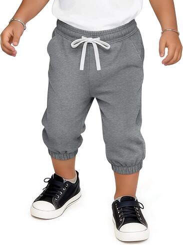 Toddler Boys Capri Sweatpants Little Kids 3/4 Length Jogger Baby Drawstring Pull On Active Pant with Pockets in Kuwait