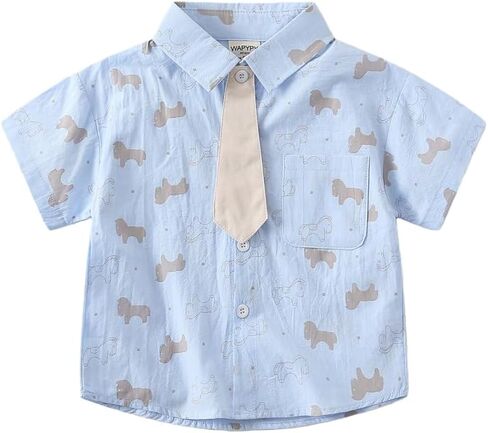 Boys Summer Short Sleeve Shirt Pony Print Cotton Casual Shirt Toddler Top Kids Playwear Polo Shirt in Saudi Arabia