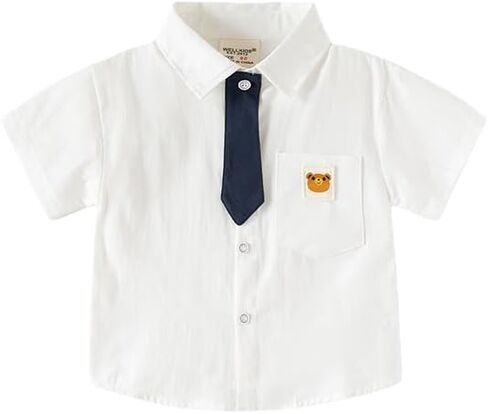 Children's top Boys and Girls Short-Sleeved Turtleneck Polo Baby Grid tie Shirts Summer Tops in Saudi Arabia