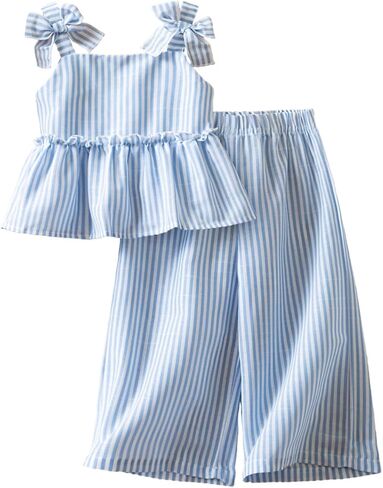 Nileafes Toddler Baby Girl 2Pcs Summer Clothes Set Peplum Cami Top and Pants Birthday Outfit Size 9 Months to 3 Years in Kuwait