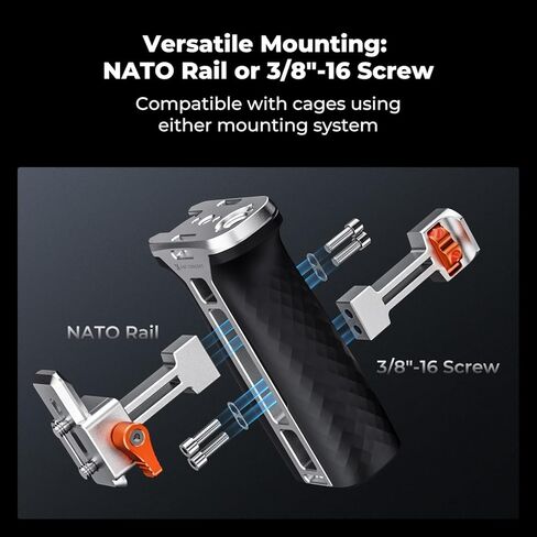 K&F CONCEPT Side Handle with (3/8"-16 & NATO) Dual-Mount, Camera Cage Handle with Interchangeable Silicone Parts, Ergonomic Handgrip with Up/Down & Left/Right Hand Adjustable in Kuwait