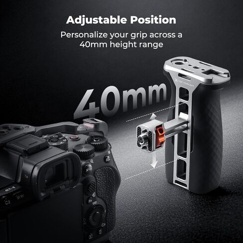 K&F CONCEPT Side Handle with (3/8"-16 & NATO) Dual-Mount, Camera Cage Handle with Interchangeable Silicone Parts, Ergonomic Handgrip with Up/Down & Left/Right Hand Adjustable in Kuwait
