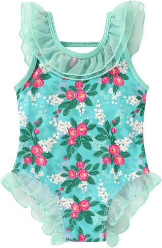 YOUNGER TREE Toddler Swimsuit Girl Tulle Ruffle One Piece Swimwear Baby Summer Beach Bathing Suit in Saudi Arabia