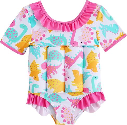 IDOPIP Toddler Floatation Swimsuit with Floaties Built-in Buoyancy Girls Boys Baby Float Suit One Piece Bathing Suit Swimwear in Kuwait