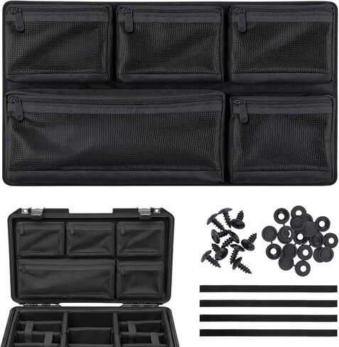 Thinkday Mesh Lid Organizer Compatible with 5800 Cases Include 7 Nylon Removable Pockets 1 Hook and Loop Strap and 6 Screws Fits Camera Case, Diving Dry Boxes, Hard Cases & Toolboxes in Kuwait