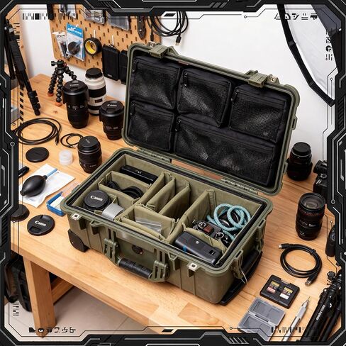 Thinkday Mesh Lid Organizer Compatible with 5800 Cases Include 7 Nylon Removable Pockets 1 Hook and Loop Strap and 6 Screws Fits Camera Case, Diving Dry Boxes, Hard Cases & Toolboxes in Kuwait