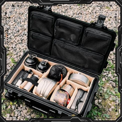 Thinkday Mesh Lid Organizer Compatible with 5800 Cases Include 7 Nylon Removable Pockets 1 Hook and Loop Strap and 6 Screws Fits Camera Case, Diving Dry Boxes, Hard Cases & Toolboxes in Kuwait