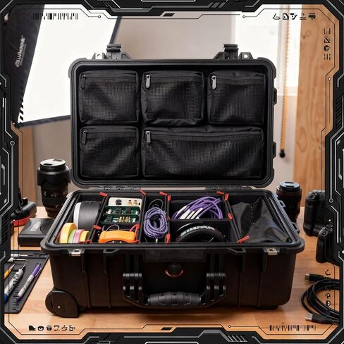 Thinkday Mesh Lid Organizer Compatible with 5800 Cases Include 7 Nylon Removable Pockets 1 Hook and Loop Strap and 6 Screws Fits Camera Case, Diving Dry Boxes, Hard Cases & Toolboxes in Kuwait