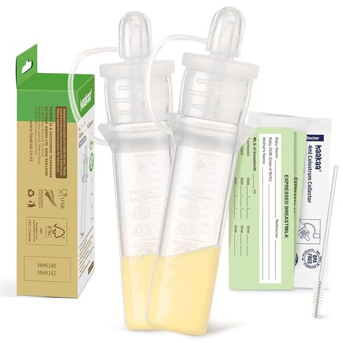 Haakaa Colostrum Feeding Essentials Pack - Colostrum Collector Kit + Cilicone Microwave Steam Bag 750ml + حزم ثلج قابلة لإعادة الاستخدام للبرودة in Kuwait