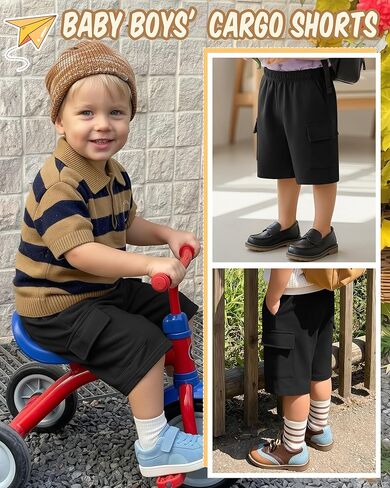 Xaatren Toddler Boys Cargo Shorts Athletic Baby Pull on Wide Leg Casual Shorts Summer Loose Knee Length Pant with Pockets in Saudi Arabia